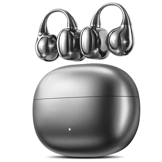 Open Ear Wireless Bluetooth Earbuds with Microphone, Adaptive Noise Cancelling, Bluetooth 5.4, 50 Hours Playtime, Lightweight Clip-On Design for Workout and Running (Black)